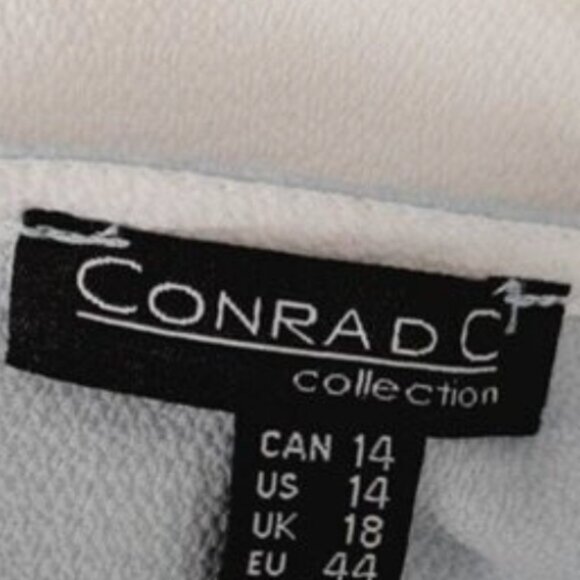 CONRAD C / Asymmetric Light Blouse Top Watercolour White & Blue Sz 14 - Picture 7 of 8